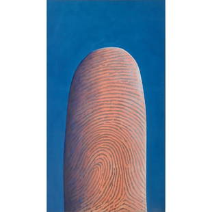 Robert Arneson (American, 1930-1992): Portrait of the Artist Testing the Wind, 1968; Acrylic on canvas; Signed, dated and titled; 80" x 45"; Exhibition: Painting and Sculpture Today, Indianapolis Museum of Art, 1970; Dickinson College, Ca