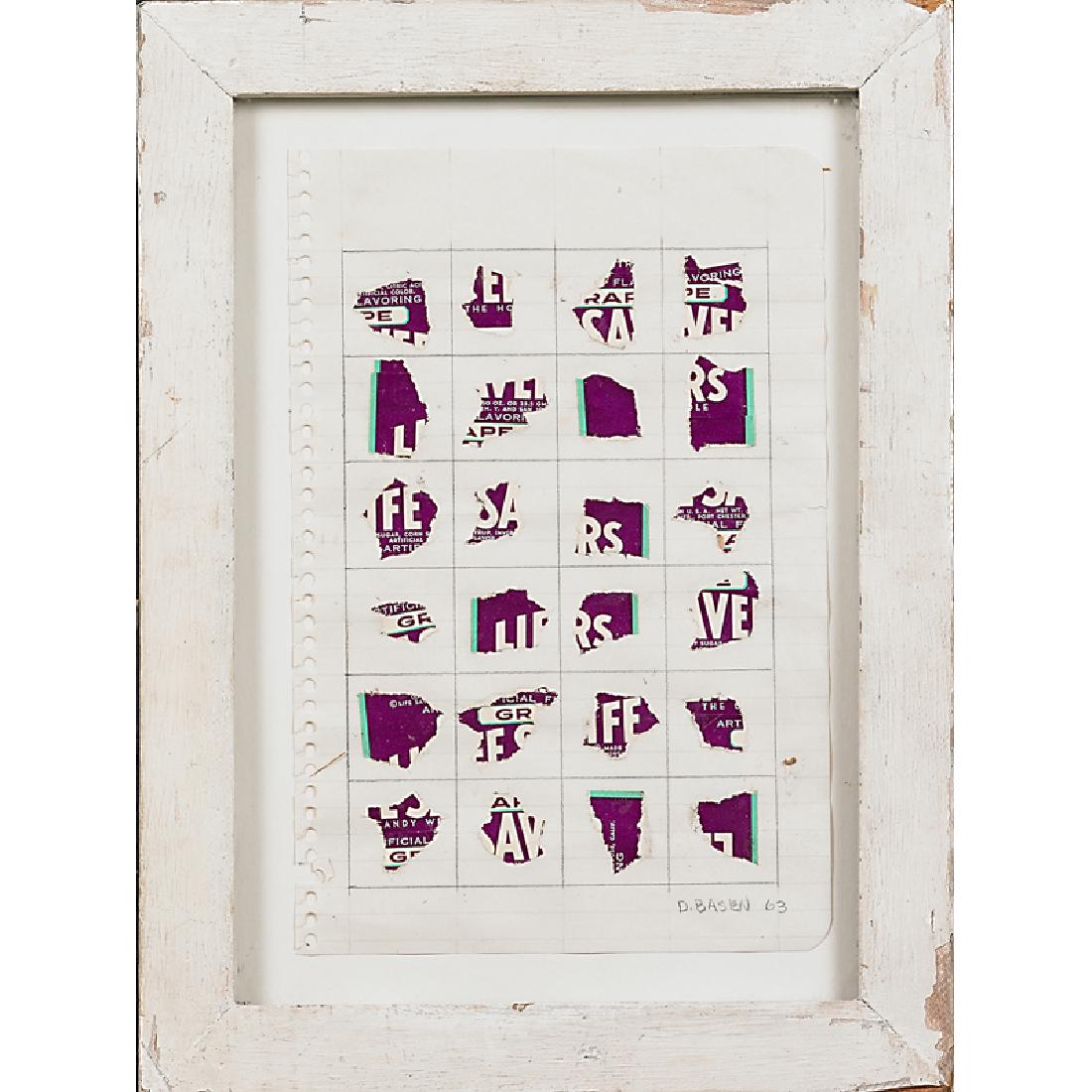 Dan Basen (American, 1939-1970): Life Savers, 1963; Pencil and collage on paper (in Artist's frame); Signed and dated; 10 1/4" x 7 1/2" x 1 7/8" (including frame); Exhibition: Dan Basen: Collage and Assemblage 1960-1965, Allan Stone