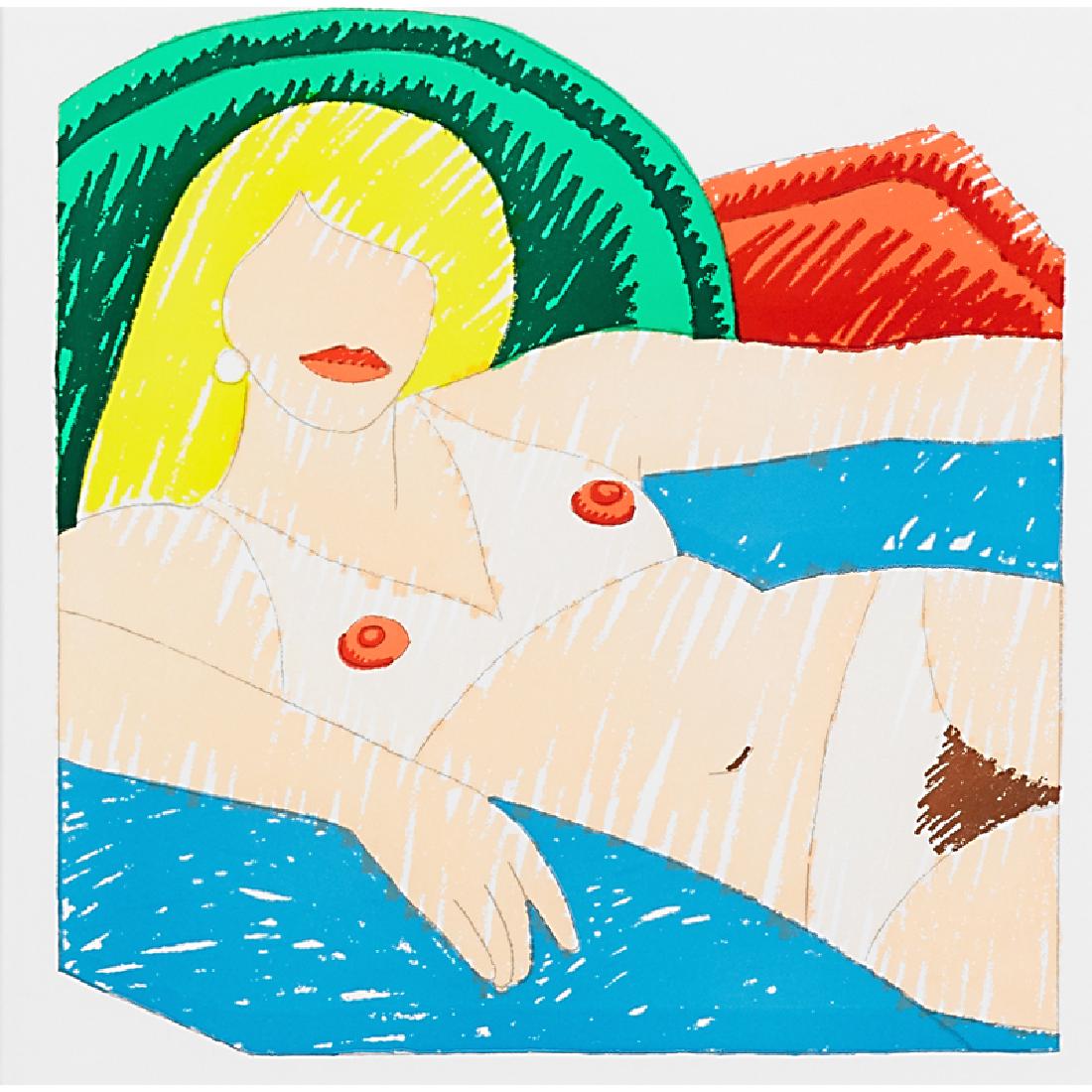 Tom Wesselmann (American, 1931-2004): Shiny Nude, from the Rubber Stamp Portfolio, 1977; Color rubber stamp on Kromekote paper (framed); From an edition of 1000; 6 1/8" x 6 1/4" (sight); Publisher: Parasol Press Ltd., New York; Provenance