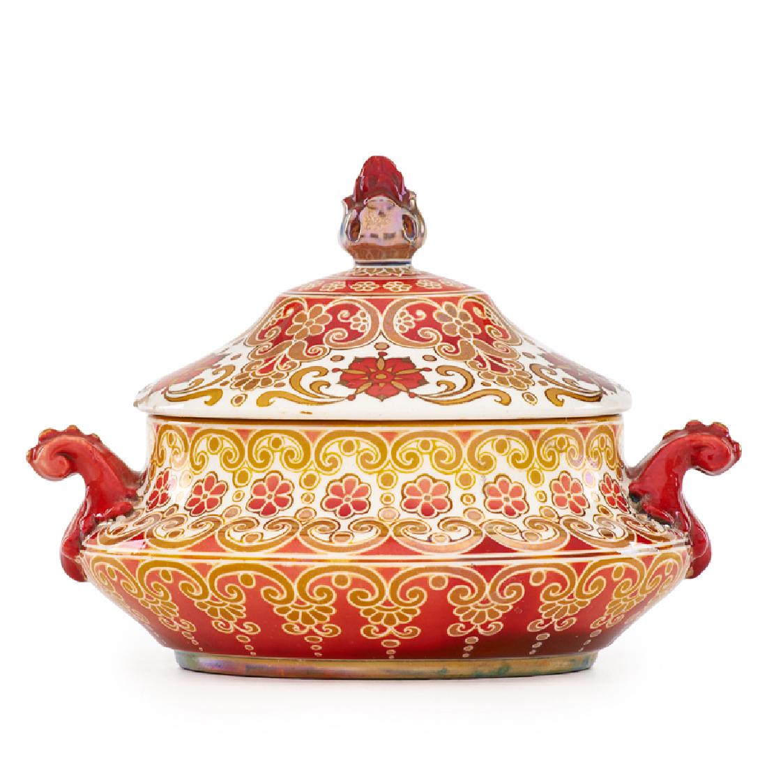 ZSOLNAY Small lidded vessel, eosin glaze (1 of 6)