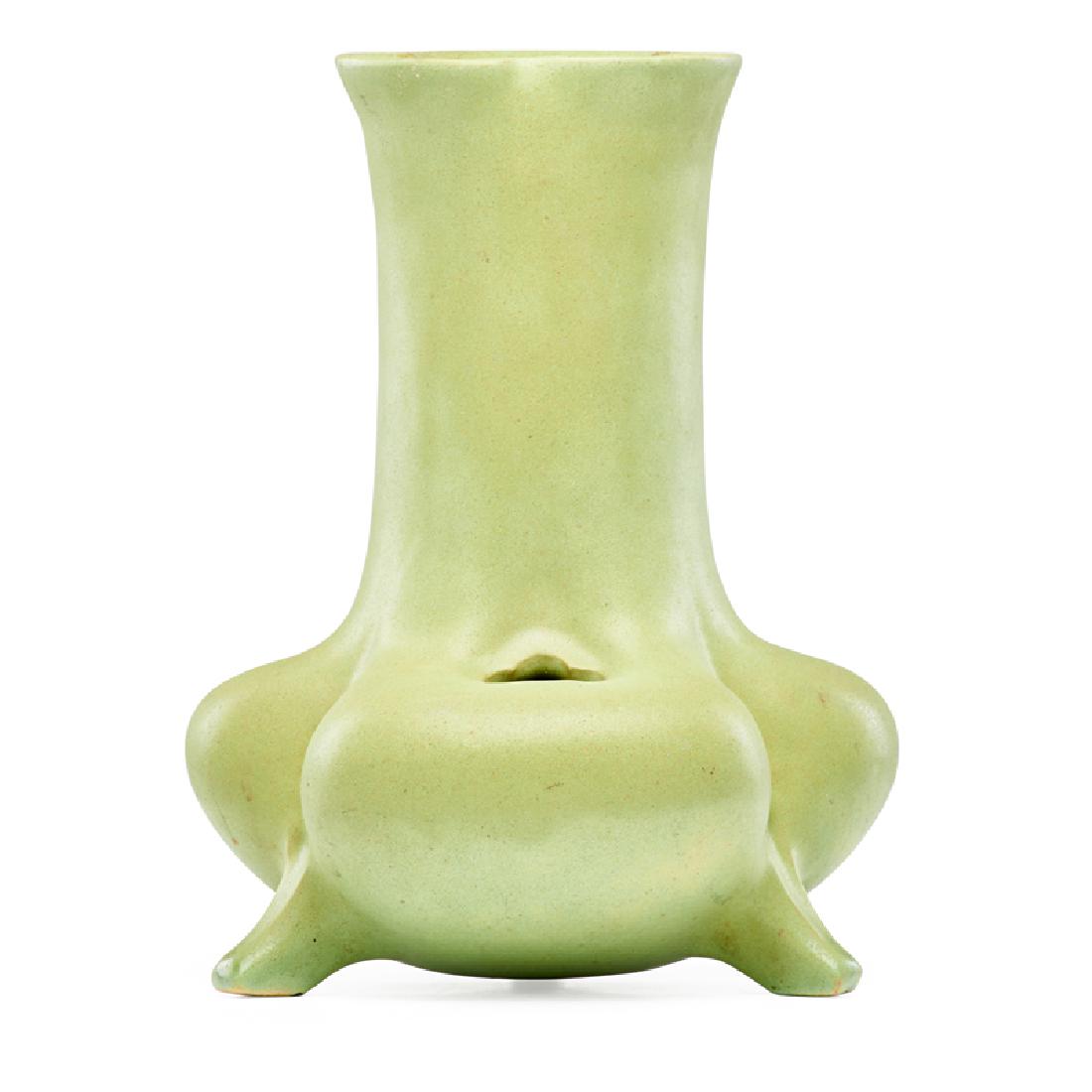 TECO Lobed and footed vase: TECO Lobed and footed vase, unusual glaze, Terra Cotta, IL, ca. 1910 Stamped TECO 9" x 7"