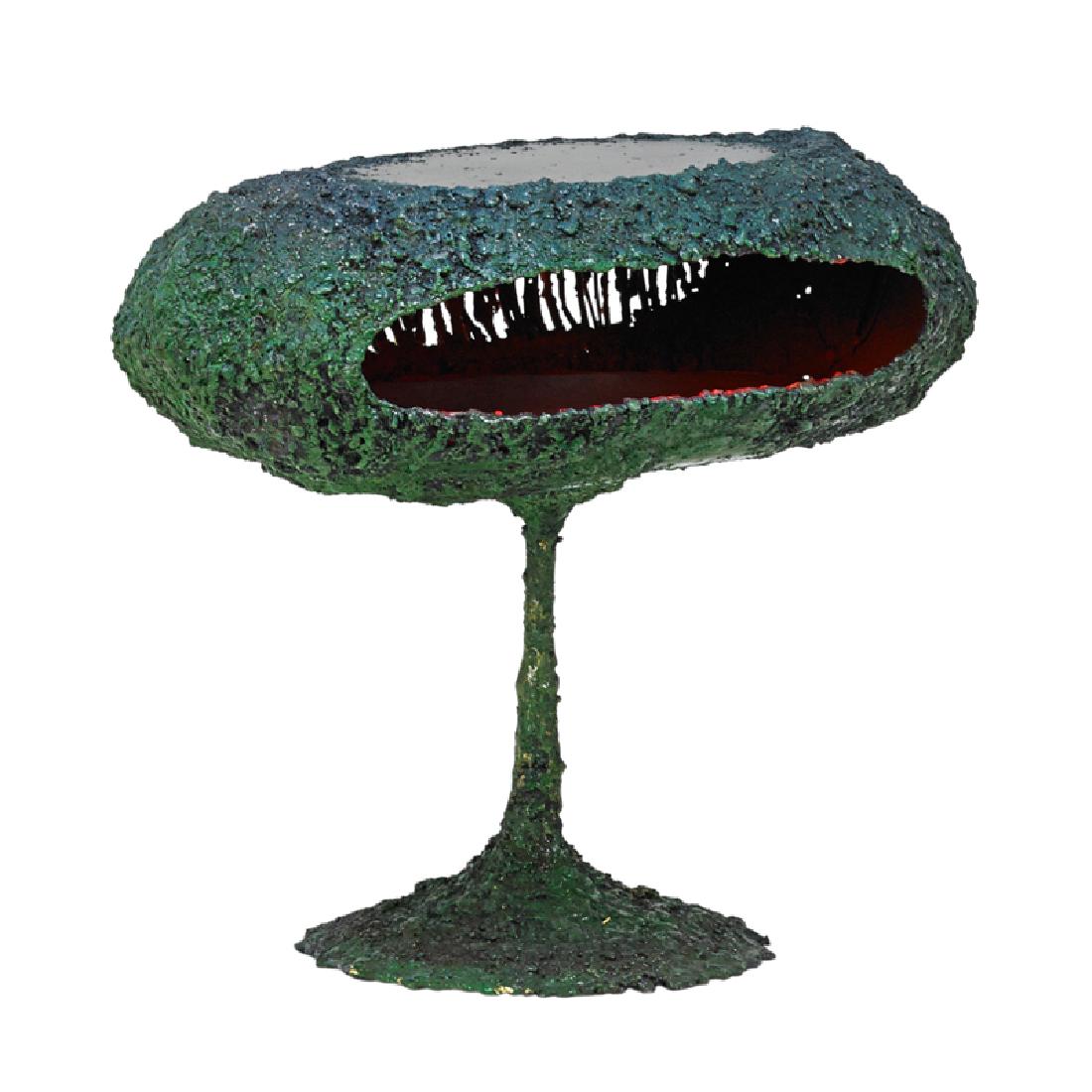 JAMES BEARDEN Side table: JAMES BEARDEN (b. 1964) Cavernous side table, Des Moines, IA, 2017 Welded, polychromed, and 24kt gold gilt steel Signed 21" x 24" x 18" Provenance: The artist