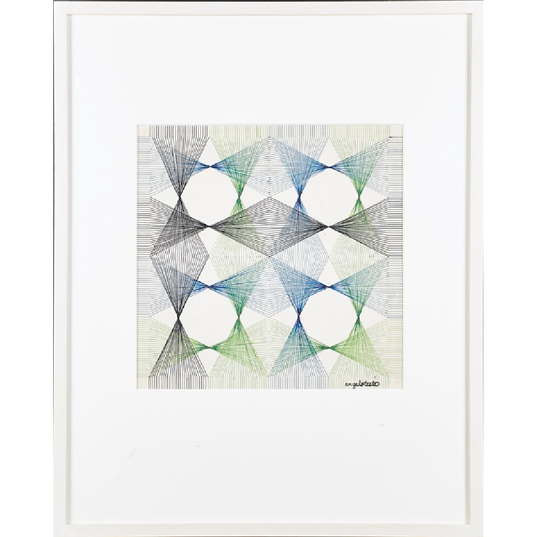 ANGELO TESTA Untitled work on paper: ANGELO TESTA (1921 - 1984) Untitled #136 (matted and framed), USA, 1950 Ink on paper Signed Sight: 15" x 15"