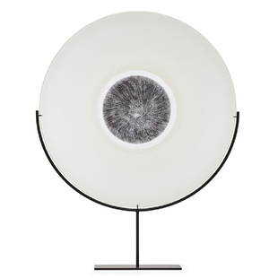 TOBIAS MOHL Large glass platter on stand: TOBIAS MOHL (b. 1970) Large platter on stand, Denmark, 2006 Blown and frosted glass Signed and dated Platter only: 20 1/2" dia., on stand: 27" tall