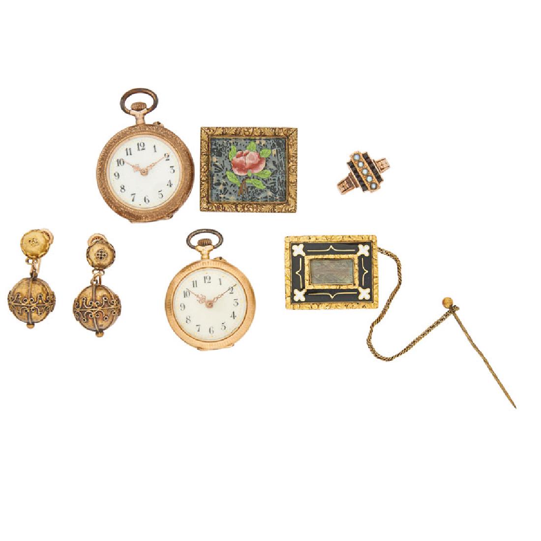GROUP OF VICTORIAN YELLOW GOLD JEWELRY OR WATCHES (1 of 1)