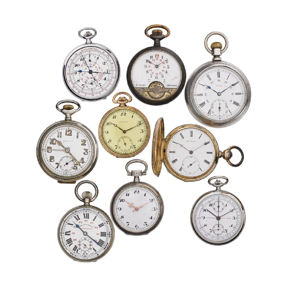 NINE 19TH OR 20TH C. SWISS POCKET WATCHES & TELEMETRE (1 of 1)