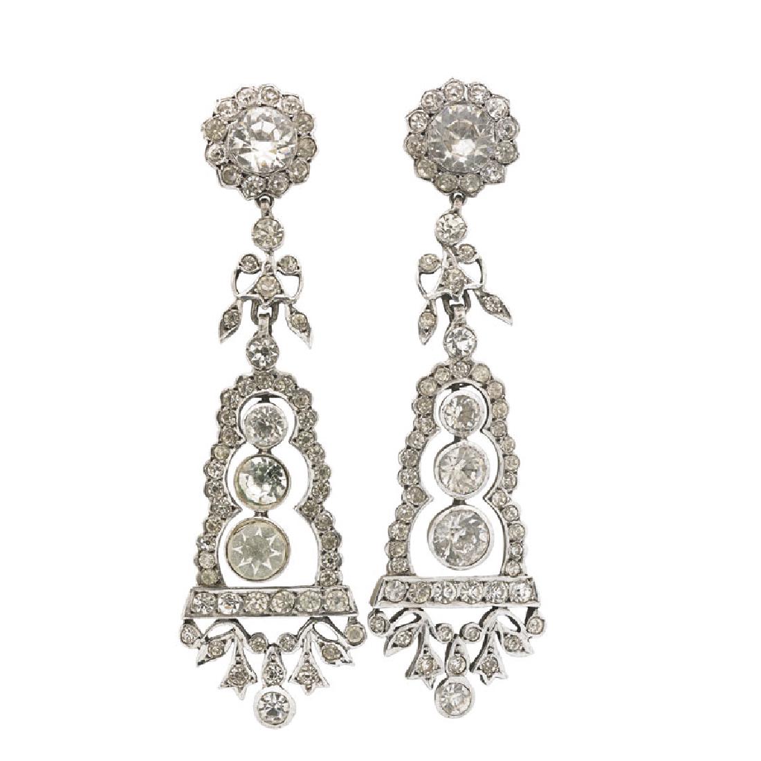 LATE VICTORIAN PASTE & STERLING CHANDELIER EARRINGS (1 of 1)