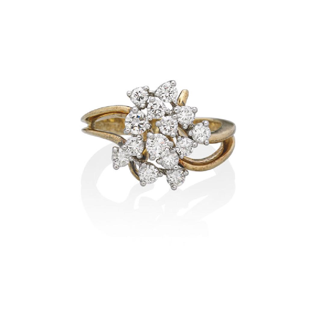DIAMOND & YELLOW GOLD CLUSTER RING (1 of 1)
