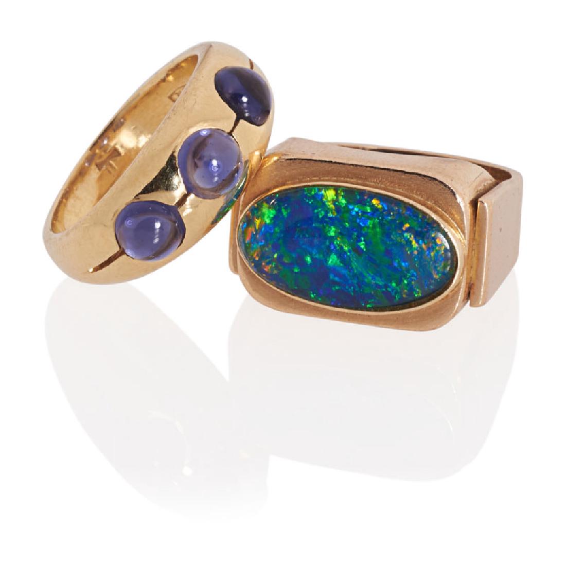 AMETHYST OR BLACK OPAL YELLOW GOLD RINGS (1 of 1)