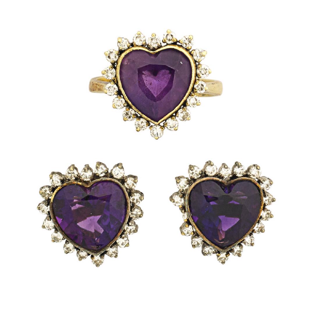 AMETHYST, DIAMOND & YELLOW GOLD HEART SUITE (1 of 1)