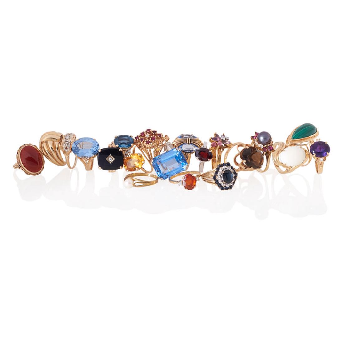 COLLECTION OF GEM SET YELLOW GOLD RINGS (1 of 1)