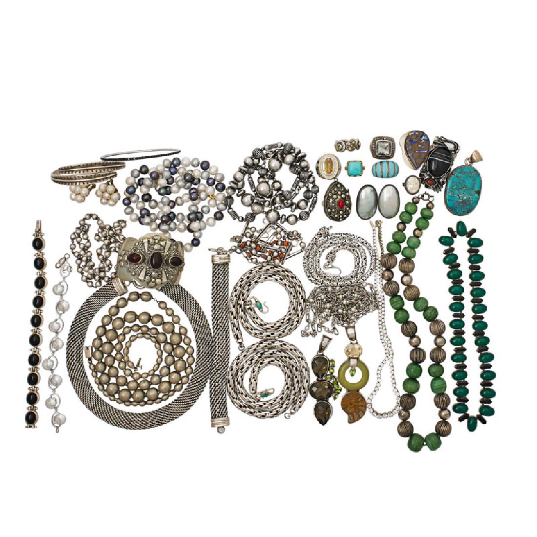 LARGE COLLECTION OF MOSTLY SILVER JEWELRY (1 of 1)