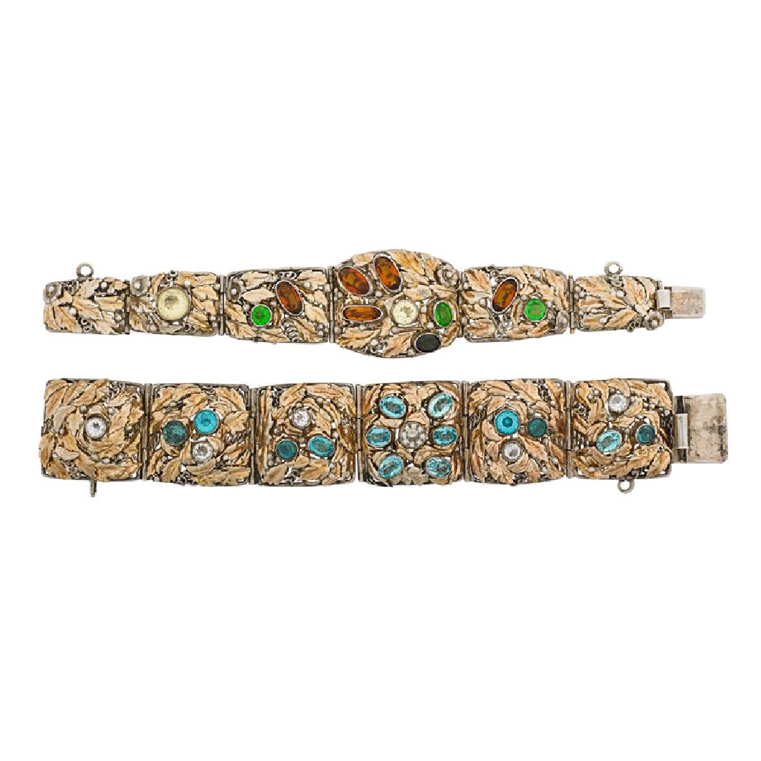 HOBE JEWELED & PARCEL GILT SILVER BRACELETS (1 of 1)