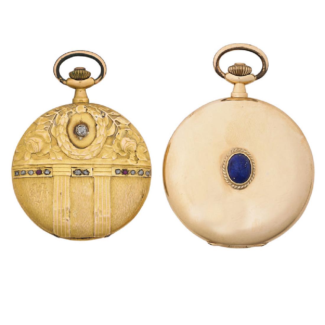 TWO CONTINENTAL GOLD POCKET WATCHES (1 of 2)