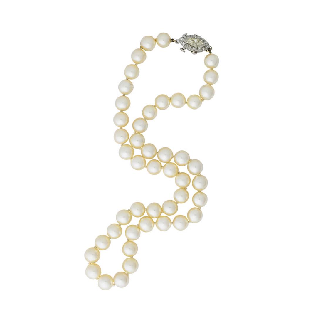 JAPANESE AKOYA PEARL & DIAMOND NECKLACE (1 of 1)