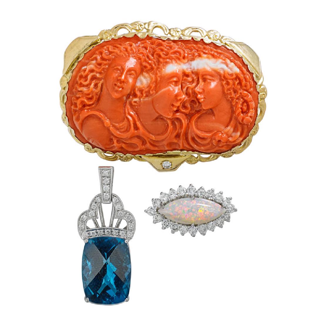 GEM &  DIAMOND SET GOLD ENHANCER OR PENDANTS (1 of 1)