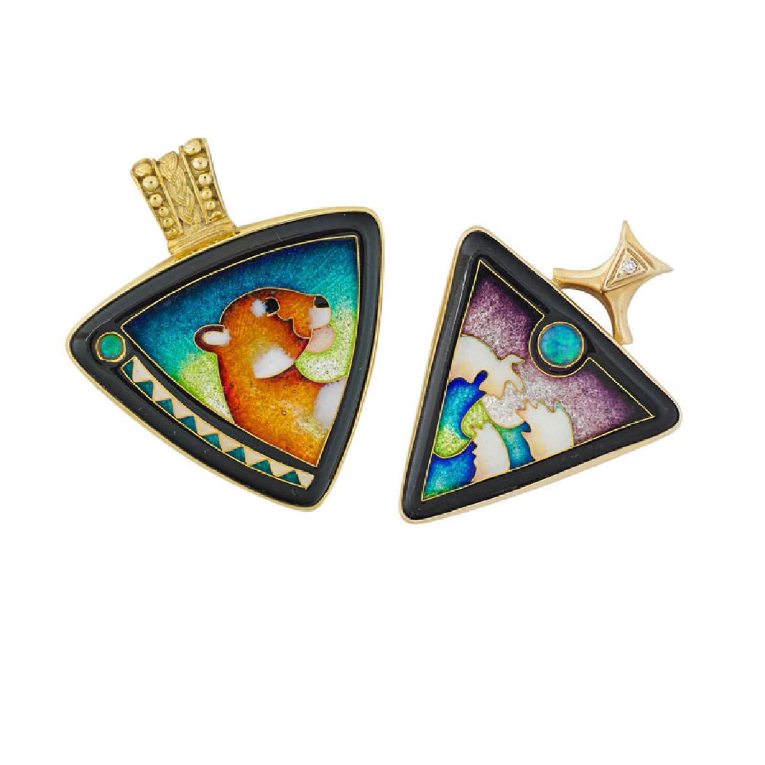 MAGICK FUSAGER ENAMELED YELLOW GOLD PENDANTS (1 of 1)