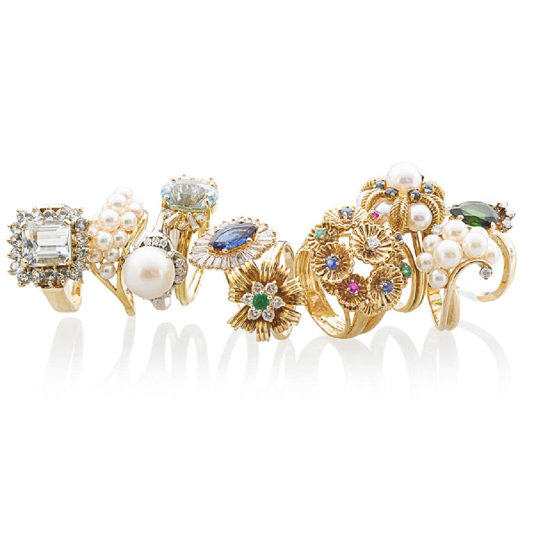 TEN GEM SET GOLD OR PLATINUM RINGS (1 of 1)