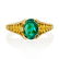 EMERALD & DIAMOND CHASED 18K GOLD RING