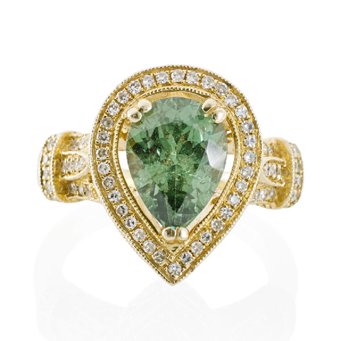 TSAVORITE GARNET, DIAMOND & YELLOW GOLD RING (1 of 1)