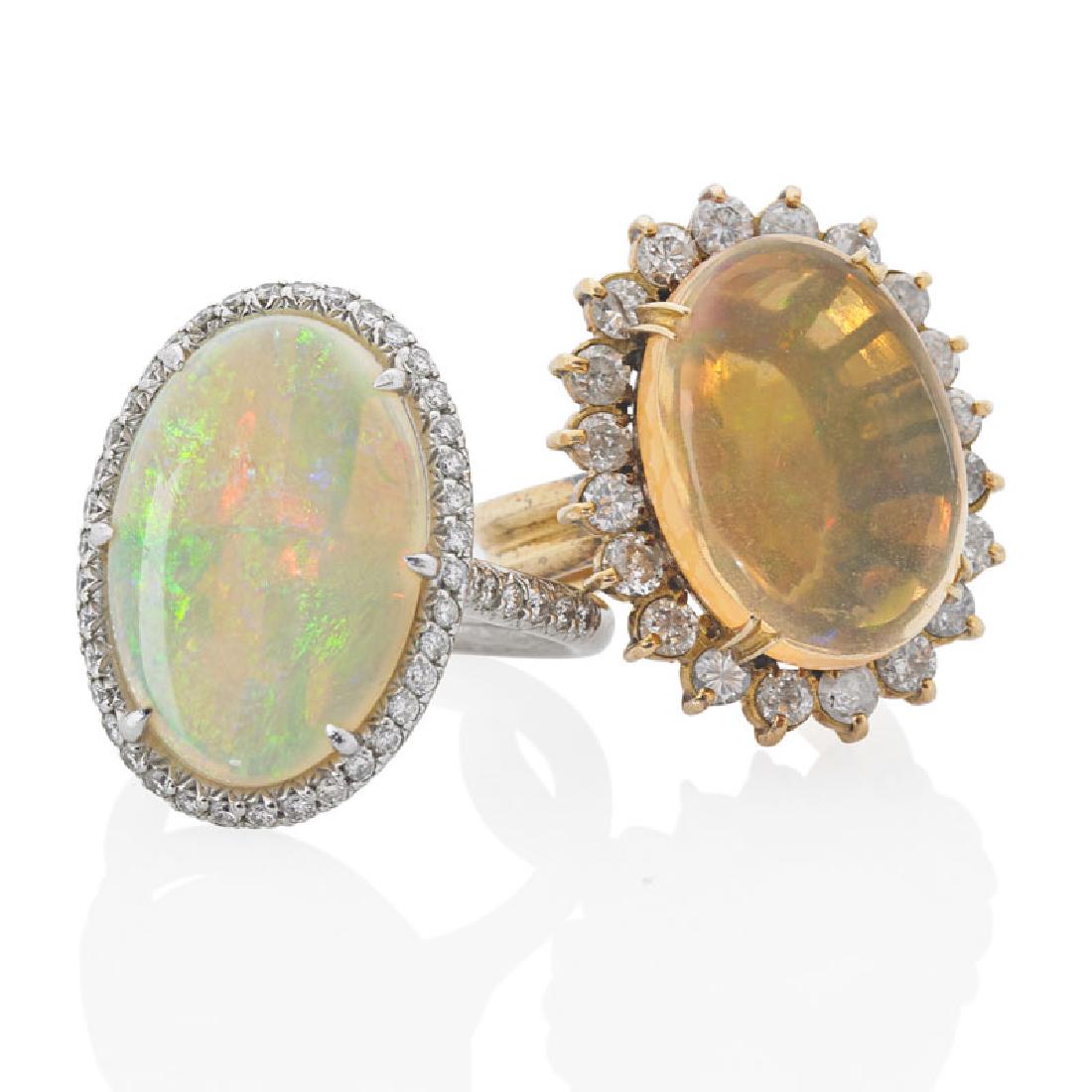 TWO OPAL, DIAMOND & GOLD RINGS (1 of 2)