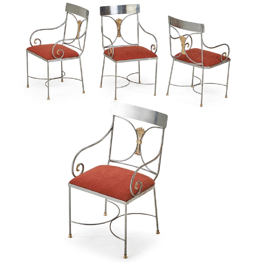 SET OF FOUR STEEL AND BRASS ARMCHAIRS (1 of 1)