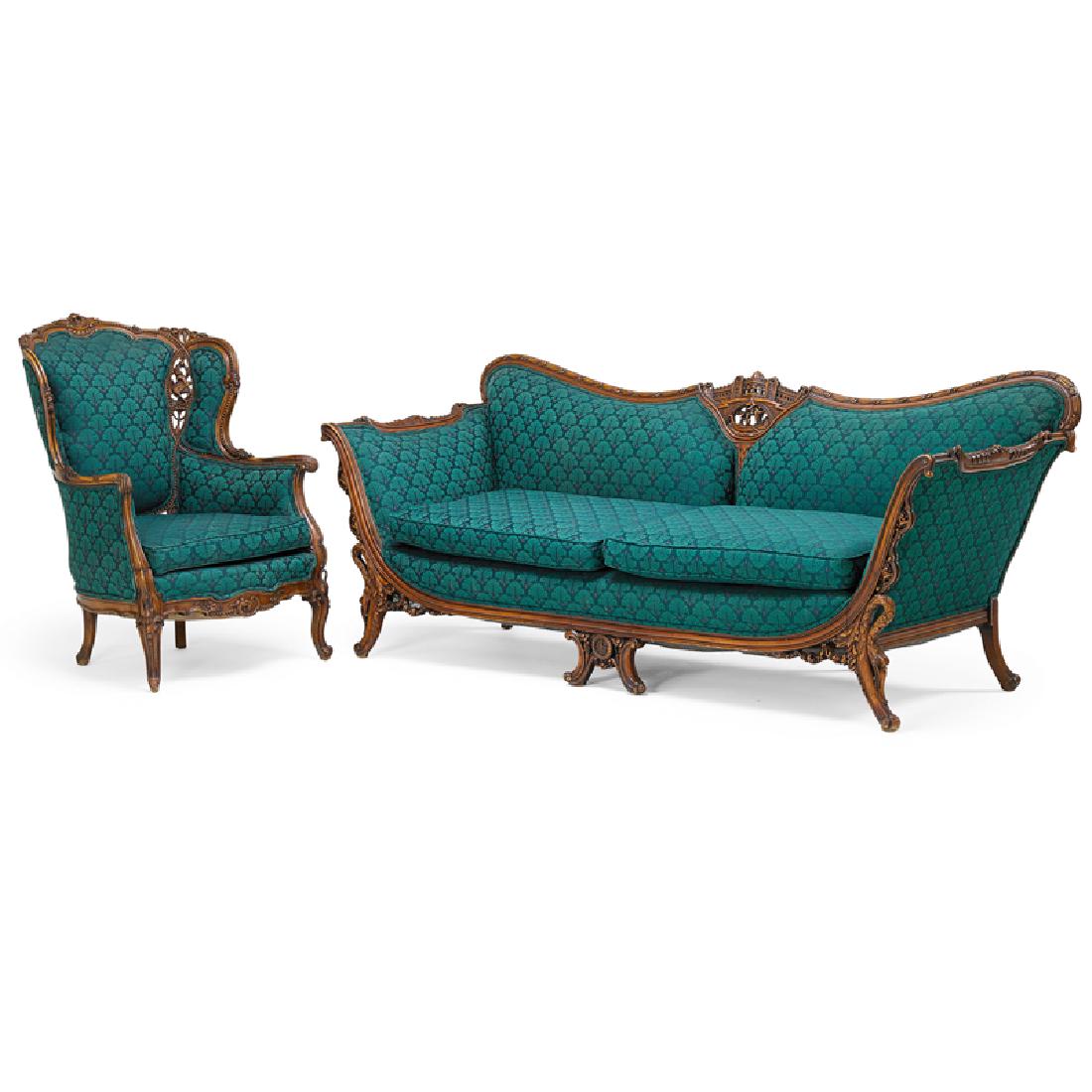 ROCOCO STYLE SETTEE AND ARMCHAIR (1 of 1)