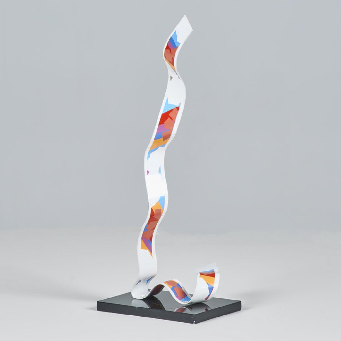 DOROTHY GILLESPIE (American, b. 1920): Enamel on aluminum Untitled (ribbon sculpture) Signed and numbered 8/100 15 1/4" x 6" x 5" (with base)