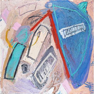 LINDA BESEMER (American, b. 1957): Oil on canvas "Silver Bricks," ca. 1980 Signed and noted #5 46" x 46" Provenance: Private Collection, New Jersey