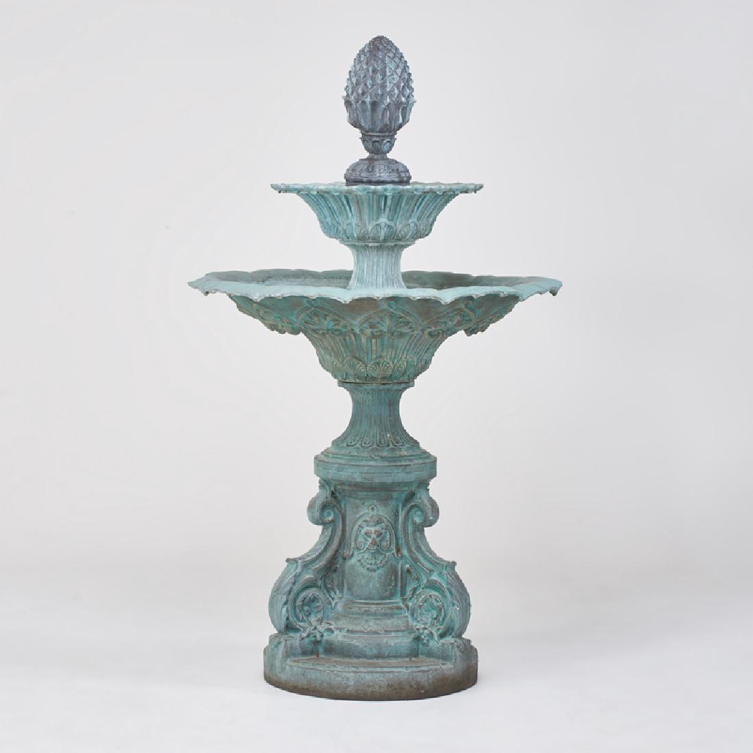 GARDEN: Classical style fountain with jet and two-basin cascade on bracketed pedestal Cast resin 74" x 46" dia.