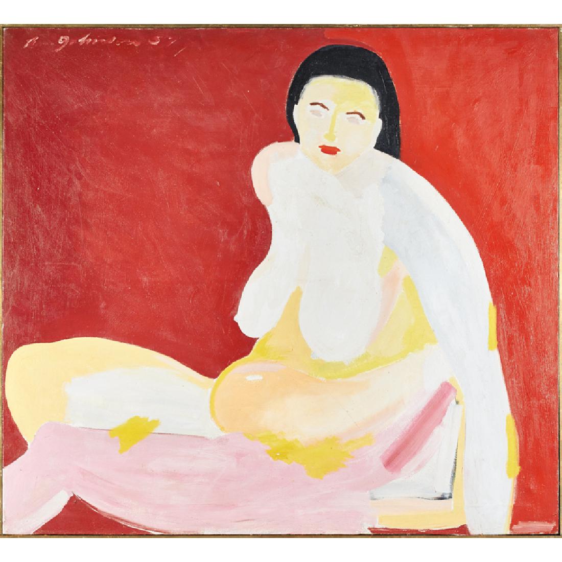BEN JOHNSON (American, 1902-1967): Oil on canvas "Nude," 1957 (framed) Signed and dated 46 3/4" x 51 3/4" Provenance: Zabriskie Gallery, New York