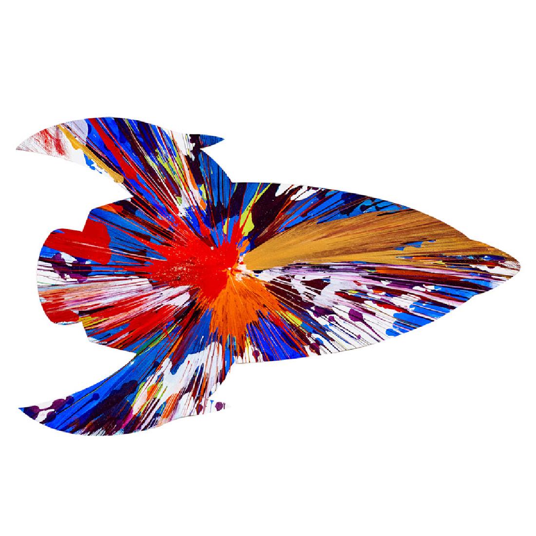 DAMIEN HIRST (British, b. 1965): Acrylic on paper Rocket Spin Painting (Created at Damien Hirst Spin Workshop), 2009 (unframed) Stamped with signature and inscription "This painting was made by / to celebrate the opening / of Damien 