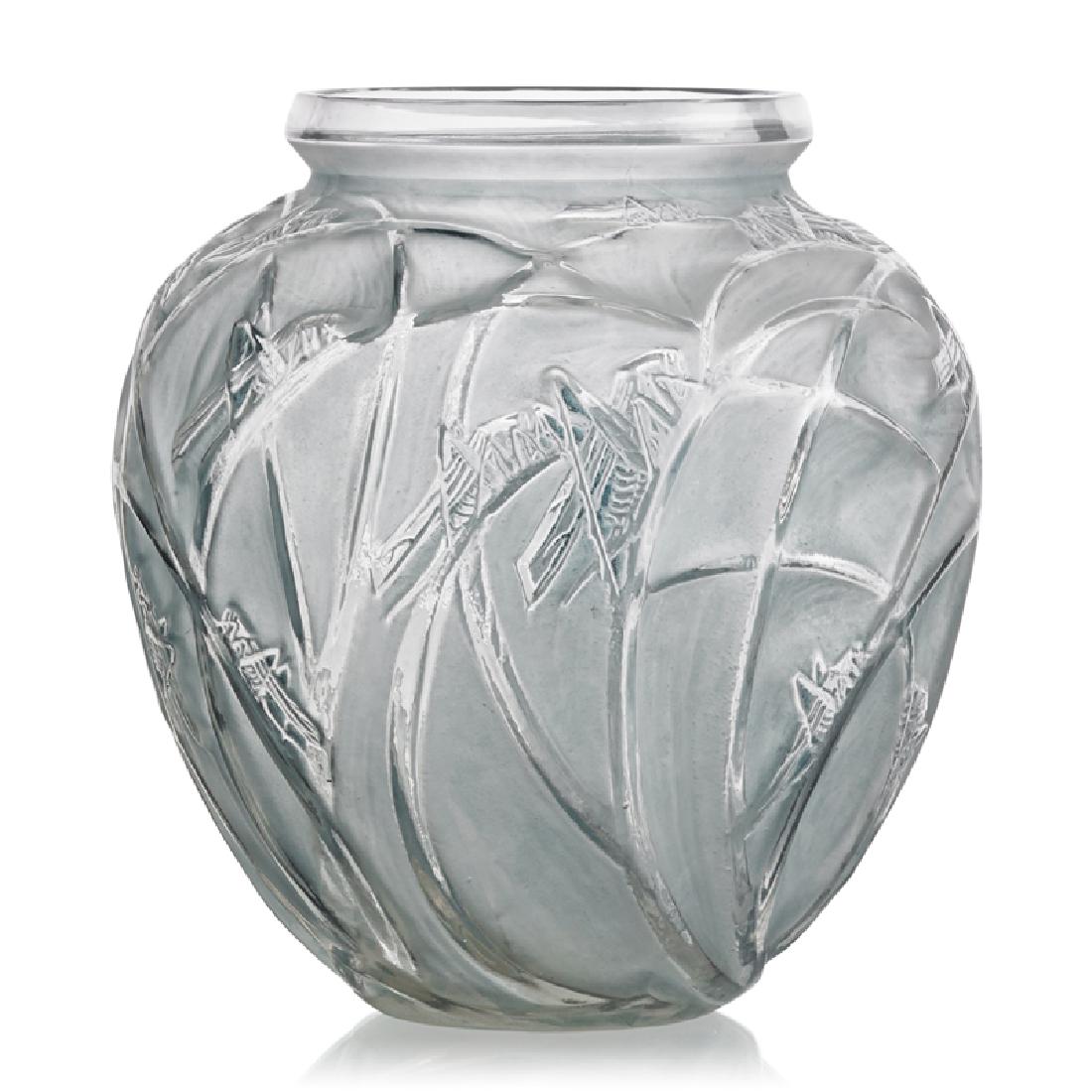 LALIQUE "Sauterelles" vase, clear glass (1 of 4)