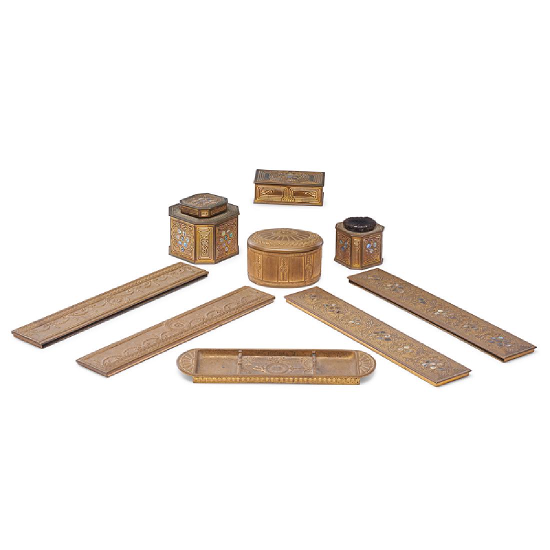 TIFFANY STUDIOS Nine desk set pieces (1 of 2)