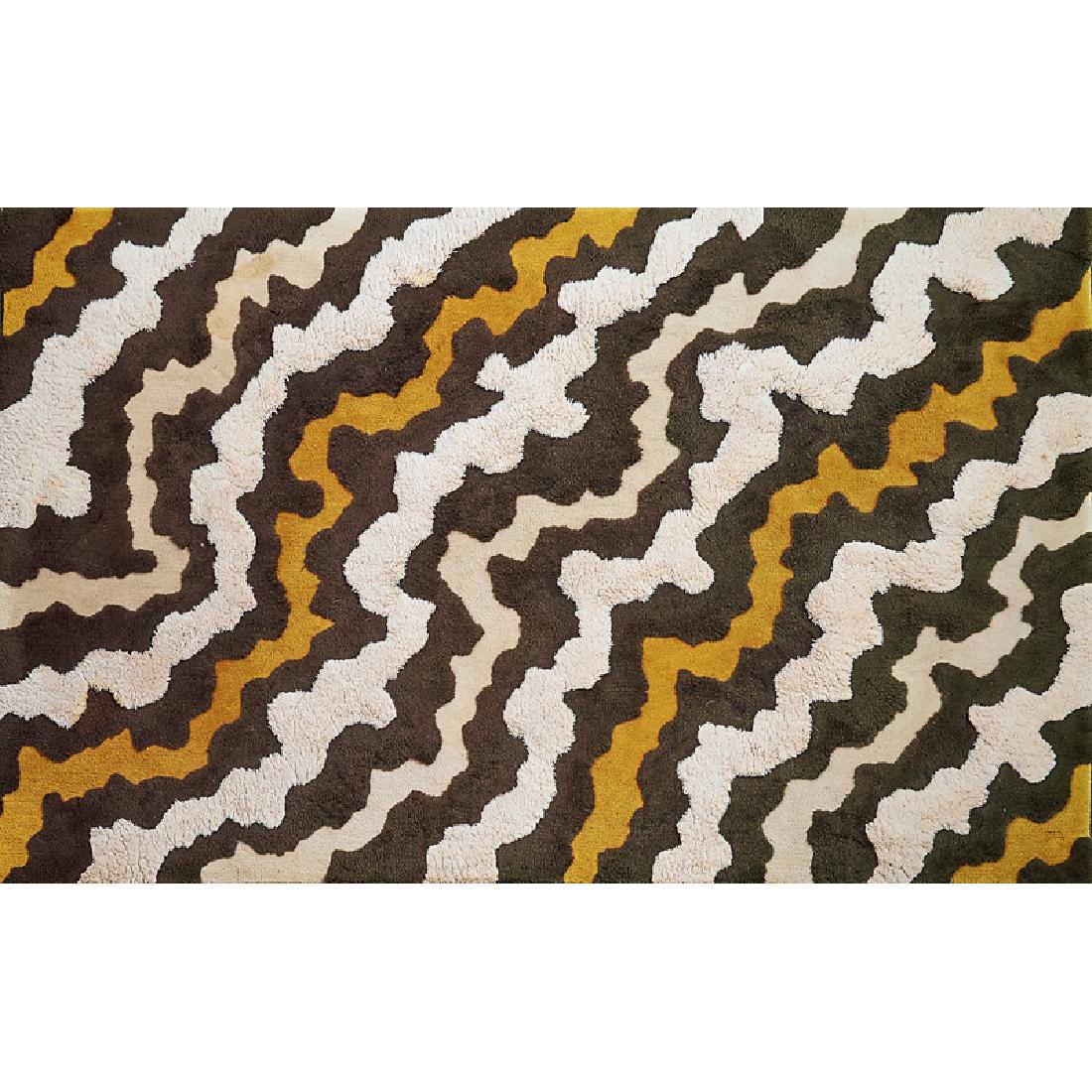 EDWARD FIELDS Wool rug: EDWARD FIELDS Wavelength Multi-Level rug, USA, 1970s Wool Original cloth label 108" x 67"