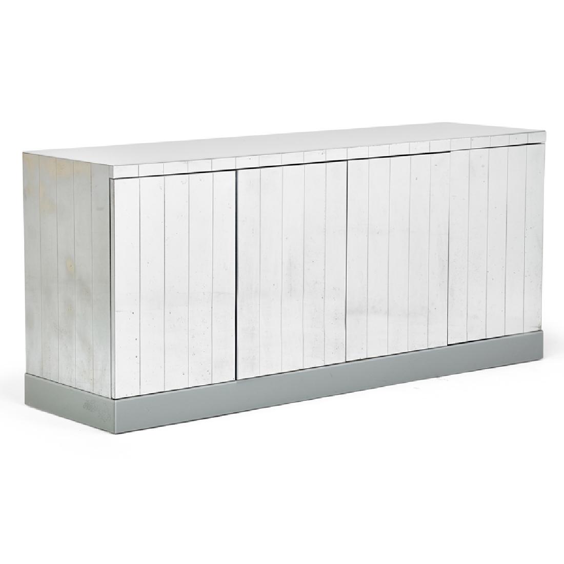 PAUL EVANS; SELIG Cabinet: PAUL EVANS (1931 - 1987) SELIG Cabinet, USA, 1970s Chromed steel, acrylic Unmarked 32 1/2" x 72" x 20"