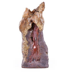 ROBERT ARNESON Untitled sculpture: ROBERT ARNESON (1930 - 1992) Untitled sculpture (with Red Glaze Inset), California, 1963 Glazed stoneware Signed and dated 11" x 4 1/2" x 3" Provenance: Allan Stone Collection, New York Arneson Estate