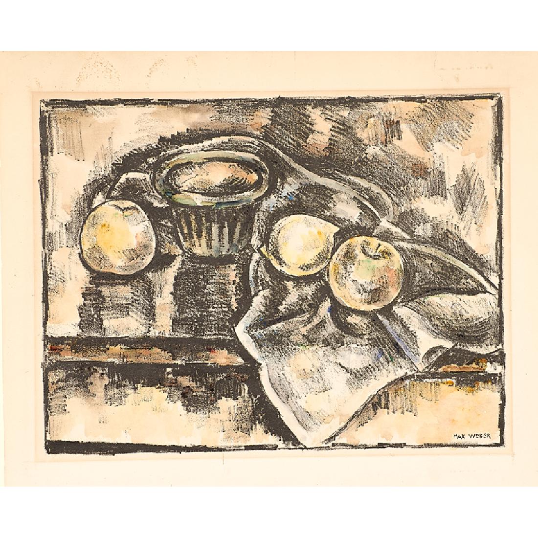 Max Weber (American, 1881-1961): Still Life with Apples, 1928; Hand-colored lithograph; There were 50 in edition, but not all were hand-colored; Literature: Estate No. 17, Rubenstein 90; Provenance: Private Collection, New York
