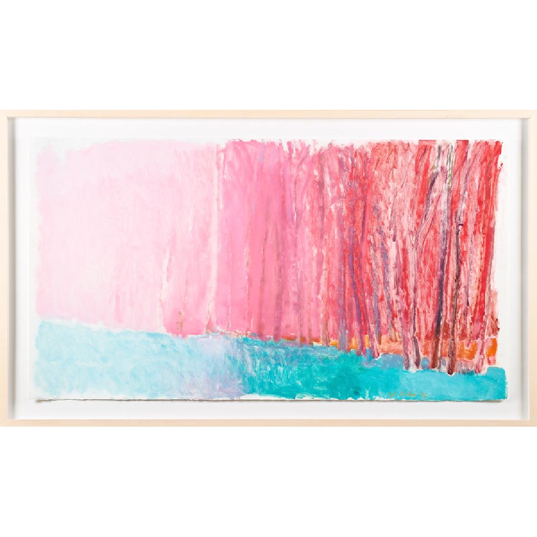 Wolf Kahn (American, b. 1927): Untitled, 1986; Monoprint with watercolor (framed); Signed and dated; 24" x 43 1/2" (sheet); Provenance: Private Collection, New Jersey