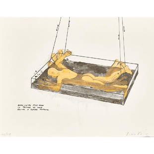 Roxy Paine (American, b. 1966): Man Lying Face Down in a Trough of Mud Having a Temper Tantrum from Way Cool, Exit Art portfolio, 1995; Screenprint with hand coloring; Signed and numbered 59/75; 8" x 13 1/2" (sheet); Provenance: Pri