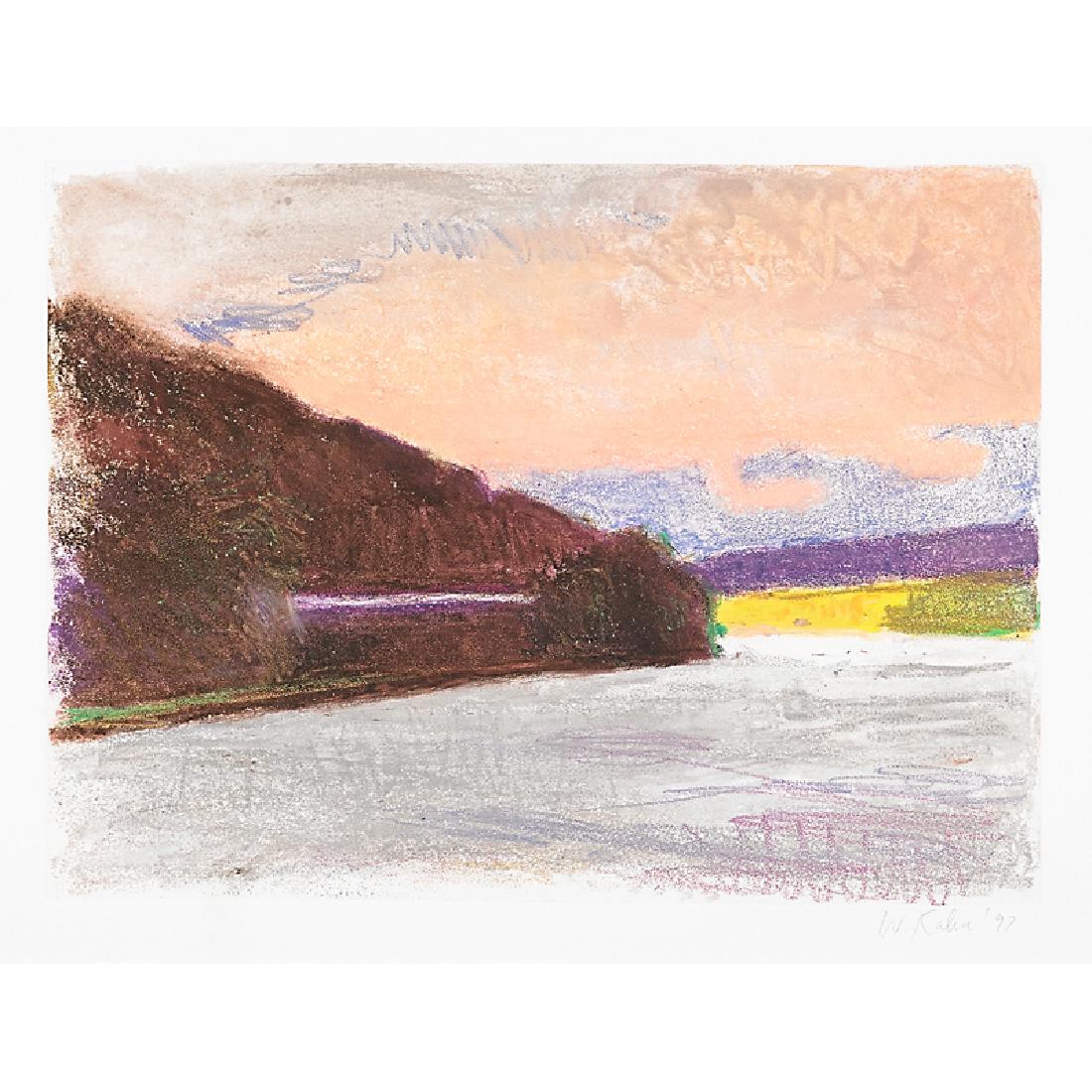 Wolf Kahn (American, b. 1927): Untitled (Connecticut River), 1997; Monoprint in colors (framed); Signed and dated; 11 5/8" x 15 3/4" (image); 13 5/8" x 17 5/8" (sight); Provenance: Virginia Lynch Gallery, Rhode Island (label on ver