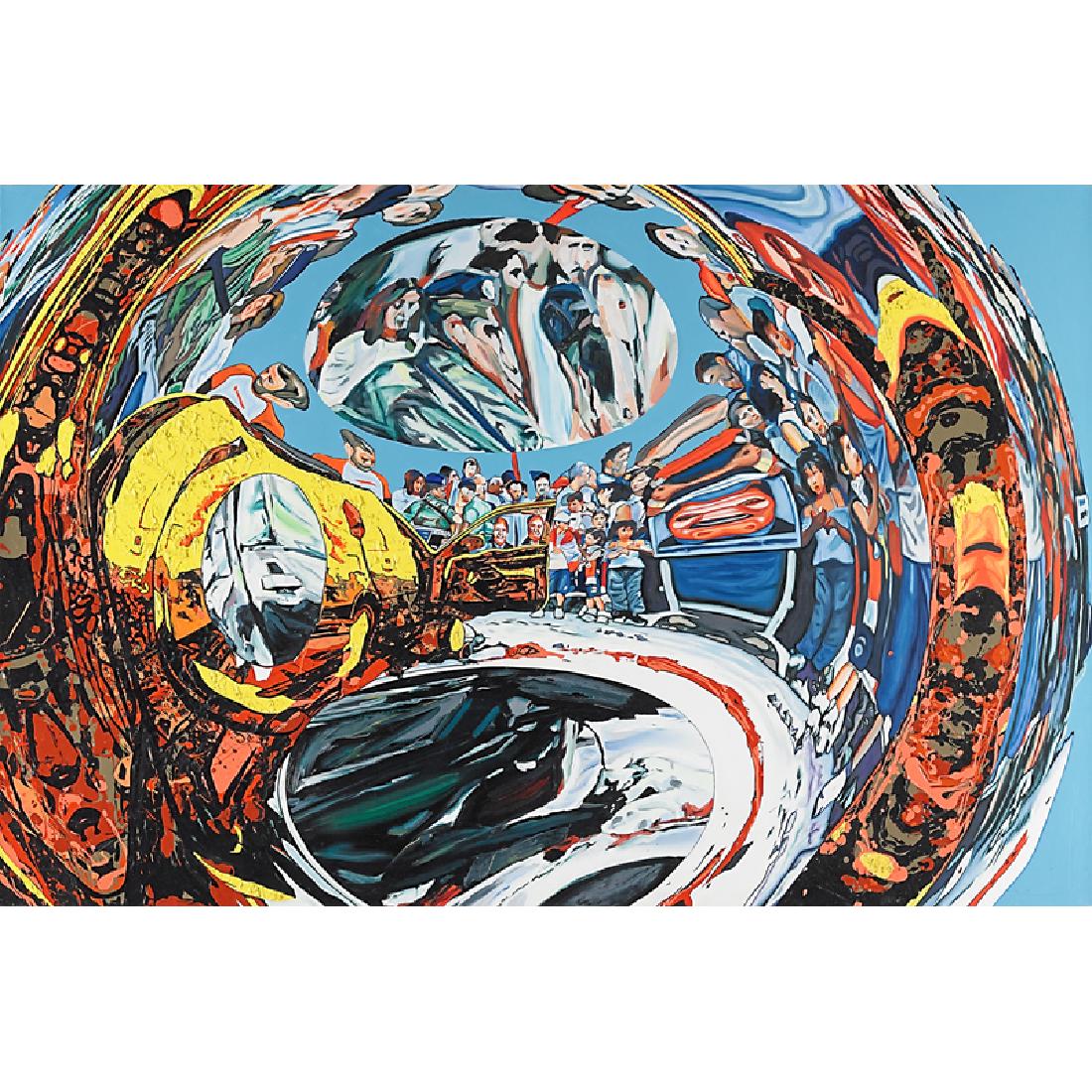 Jin Meyerson (Korean, b. 1972): Perpetual Tourist, 2005; Acrylic on canvas; 40" x 60 1/4"; Provenance: Private Collection