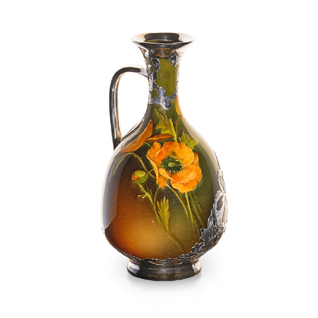 ROOKWOOD Overlay pitcher w/ poppies (1 of 4)