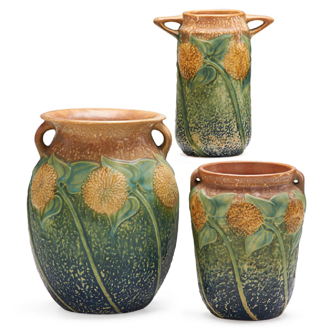 ROSEVILLE Three Sunflower vases (1 of 1)