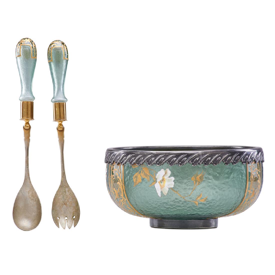 VERRERIE DE SEVRES Salad bowl and utensils (1 of 3)