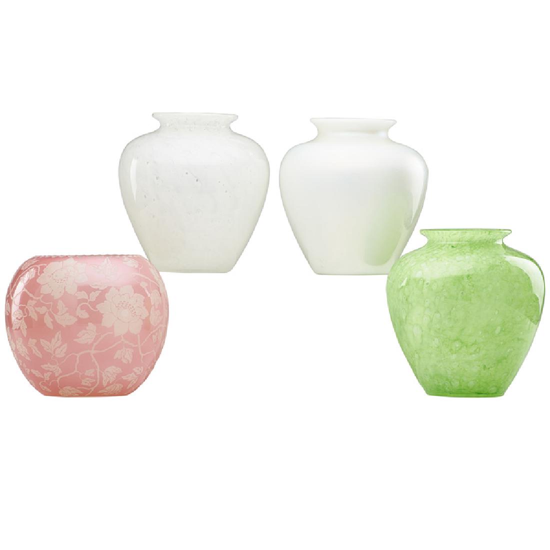 STEUBEN Four vases, one acid cut-back (1 of 2)