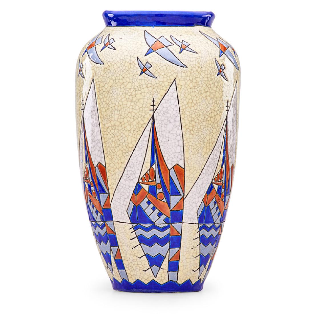 BOCH FRERES Large Keramis vase with boats (1 of 2)