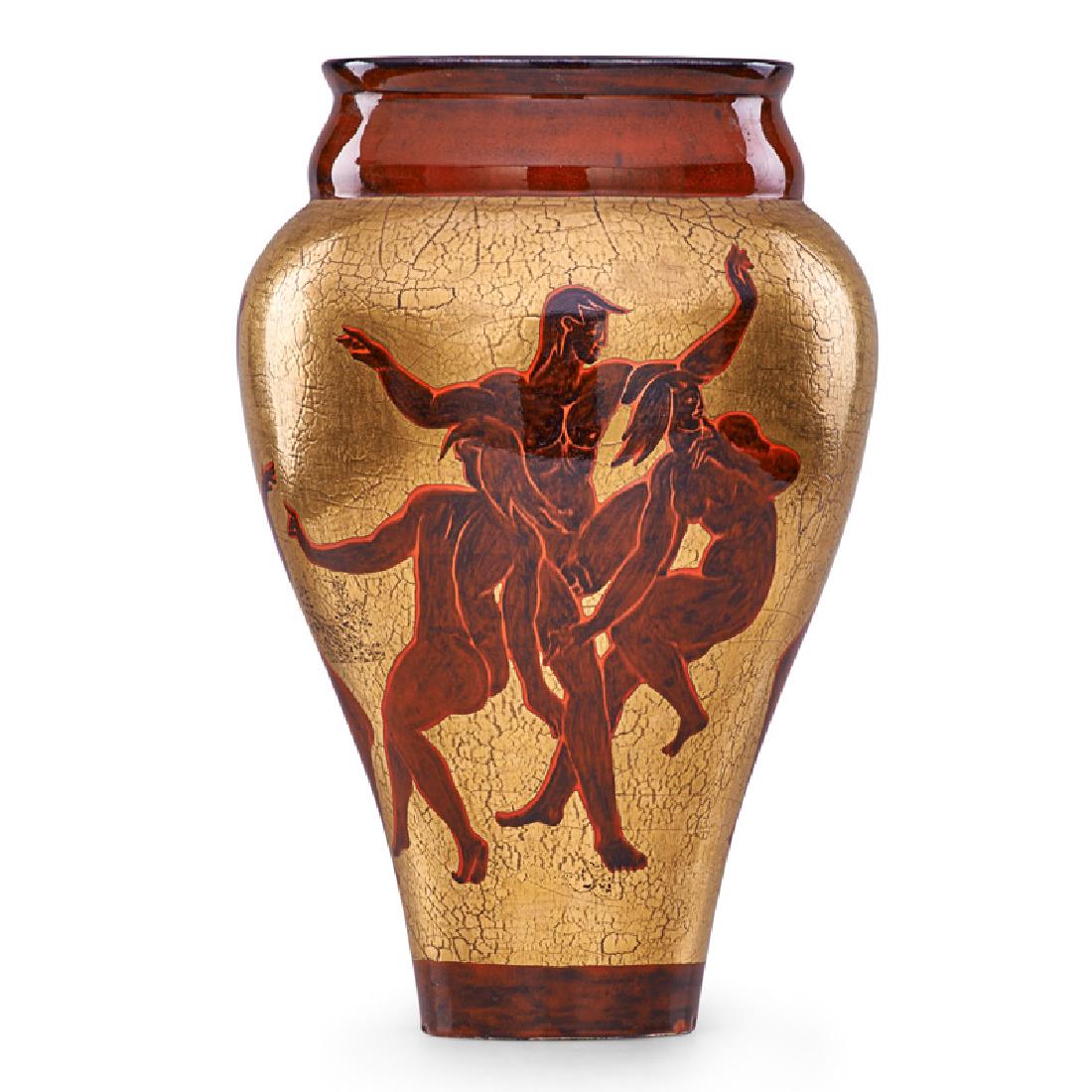 A. MOURIER Tall Art Deco vase with dancing nudes (1 of 4)