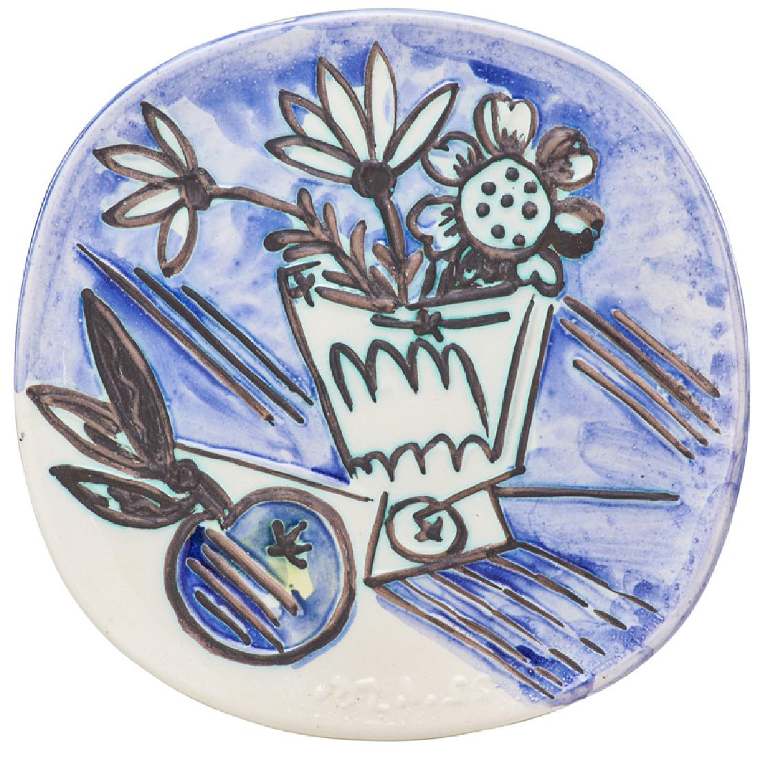 PABLO PICASSO; MADOURA Plate, "Bunch with Apple" (1 of 1)