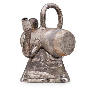 ROBERT ARNESON Teapot: ROBERT ARNESON (1930 - 1992) "A Teapot? Not Very Funky," California, 1969 Glazed earthenware Teapot stamped A TEAPOT? and incised ARNESON '69, base stamped NOT VERY FUNKY Overall: 12" x 9" x 10" Prove